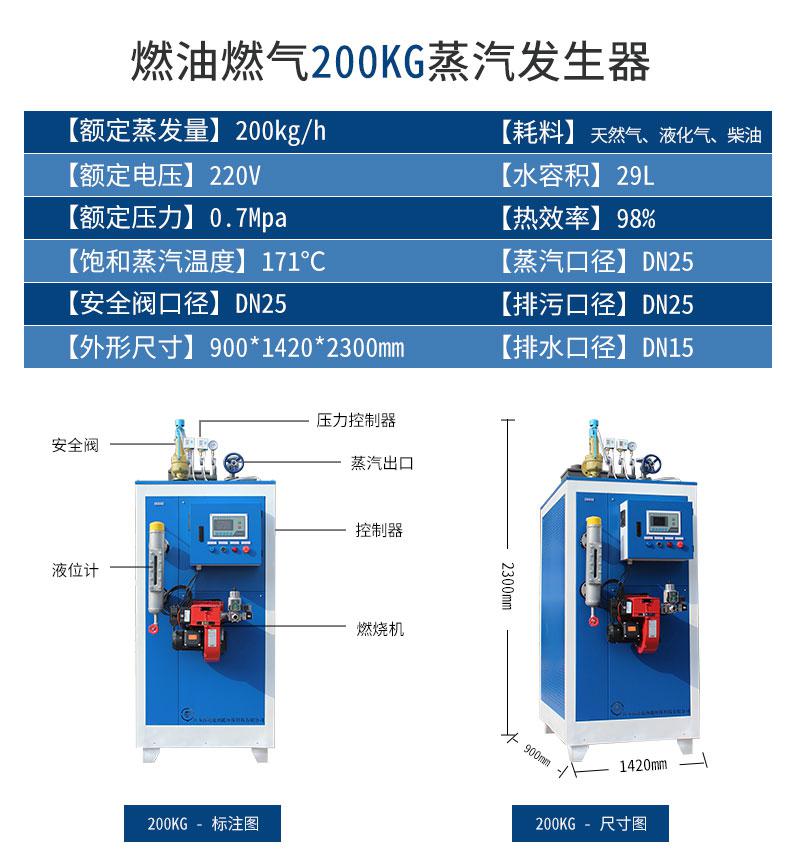 新葡的京集团350vip8888200kg蒸汽发生器设备参数